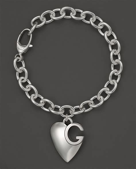 gucci sterling silver charm|gucci trademark heart silver bracelet.